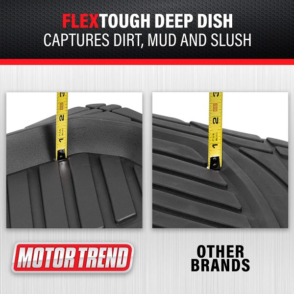 Motor Trend 923-BK Black FlexTough Contour Liners-Deep Dish Heavy Duty Rubber Floor Mats for Car SUV Truck & Van-All Weather Protection, Universal Trim to Fit - Image 5