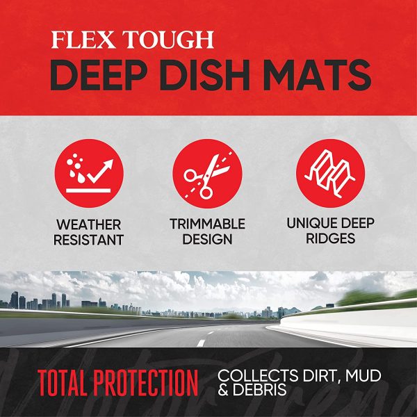 Motor Trend 923-BK Black FlexTough Contour Liners-Deep Dish Heavy Duty Rubber Floor Mats for Car SUV Truck & Van-All Weather Protection, Universal Trim to Fit - Image 7