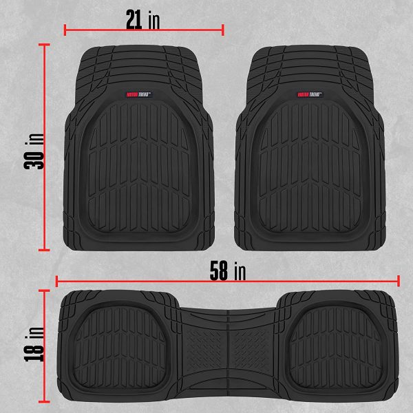 Motor Trend 923-BK Black FlexTough Contour Liners-Deep Dish Heavy Duty Rubber Floor Mats for Car SUV Truck & Van-All Weather Protection, Universal Trim to Fit - Image 4