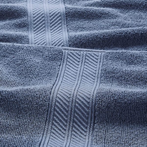 Amrapur Overseas | Trefoil Filigree 6 Piece Reversible Yarn Dyed Jacquard Towel Set (Indigo) - Image 7