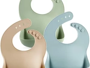 Set of 3 Cute Silicone Baby Bibs for Babies